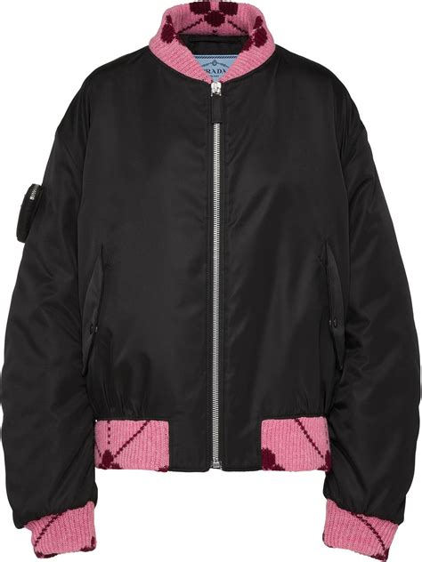 prada bomber jacket women's|black nylon bomber jacket.